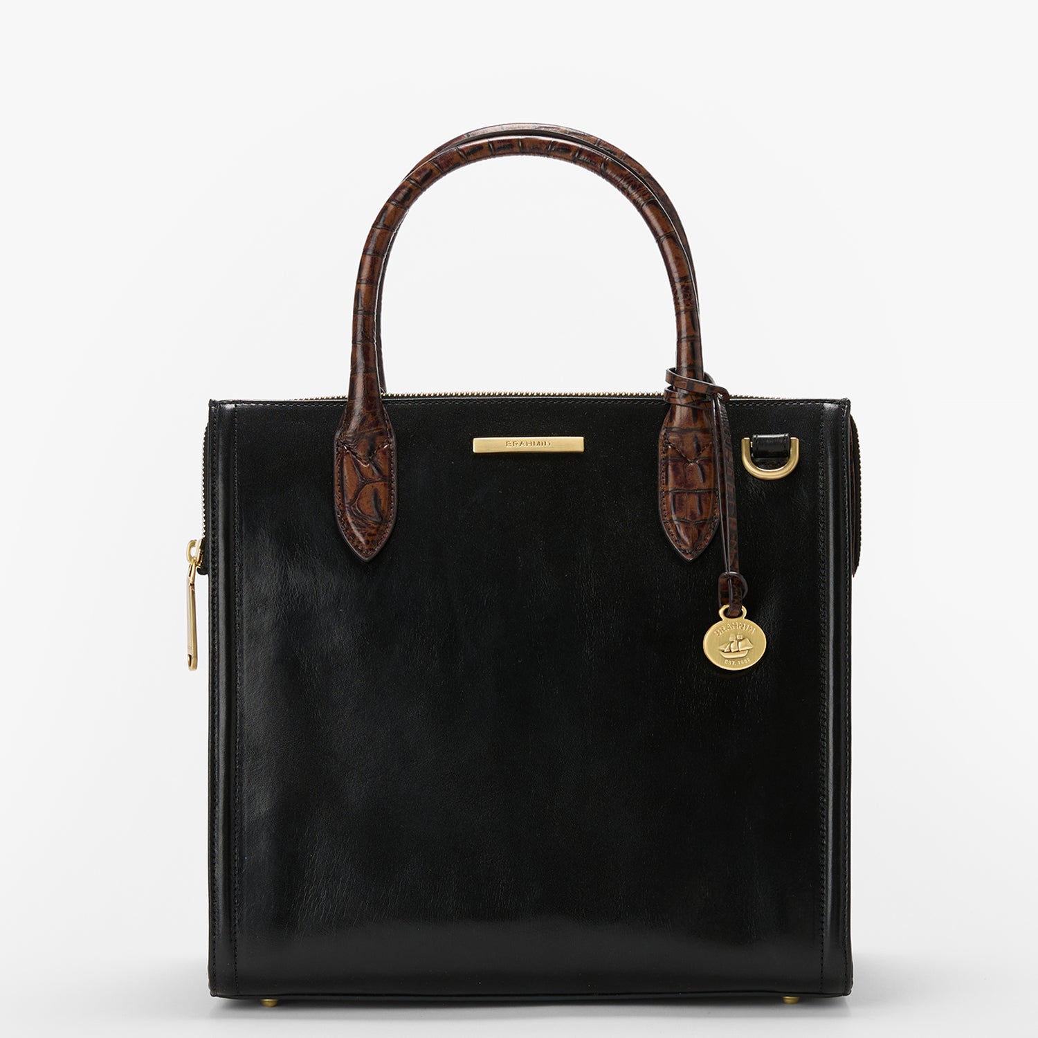 Brahmin Tuscan Collection Black Caroline Satchel Bag Black