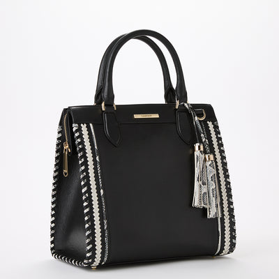 Black Blazer Caroline Satchel Side View 