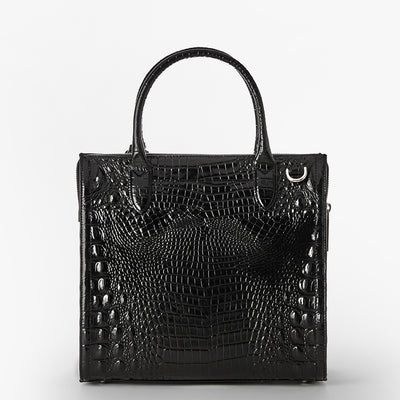 Black Melbourne Silver Hardware Caroline Satchel Back View 