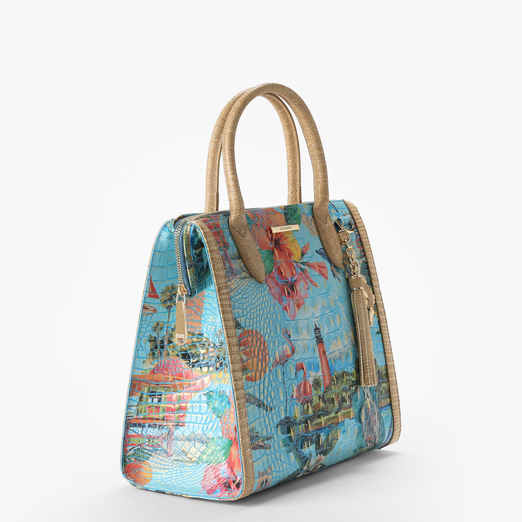 Multi Banner Caroline Satchel Side View 