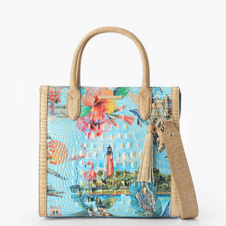 Multi Banner Caroline Satchel Front View With Strap