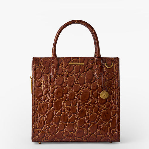 Borsa Brahmin Chelsea Nuova In Pelle Embossed Mandorla Tostata O Pecan