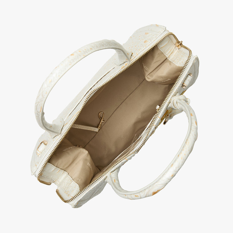 White Sunlit Caroline Satchel Open Top View