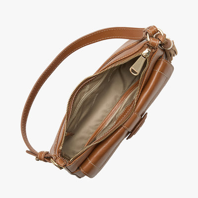 Esme Tan Cloverly Shoulder Bag Open Top View