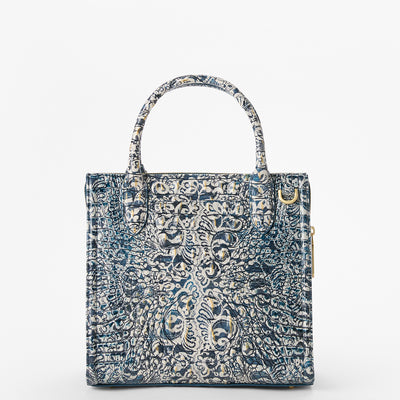 Blue Filigree Melbourne Small Caroline Satchel Back View 
