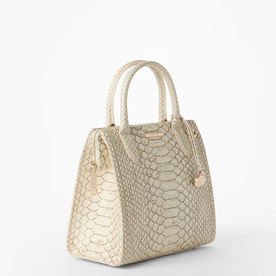 Oyster Grey All Over Snake Small Caroline Satchel Side View 