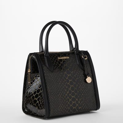 Black Cavatica Small Caroline Satchel Side View 
