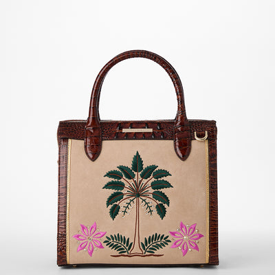 Pecan Palawan Small Caroline Satchel Front View