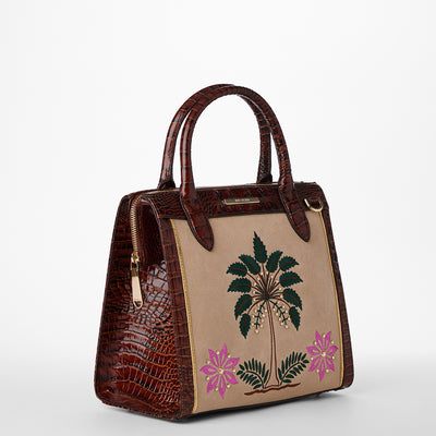 Pecan Palawan Small Caroline Satchel Side View