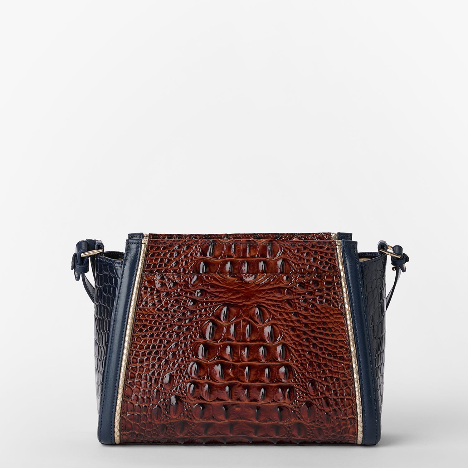 Brahmin Hillary Embossed Leather Crossbody Bag Navy