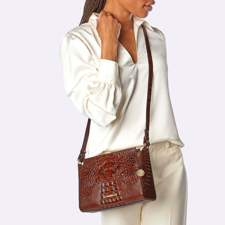 Pecan Melbourne Hillary Crossbody Being Worn By Model

