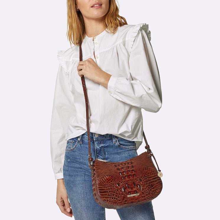 Pecan Melbourne Shayna Crossbody Being Worn By Model