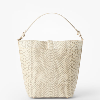 Oyster Grey All Over Snake Shira Bucket Bag Back View 