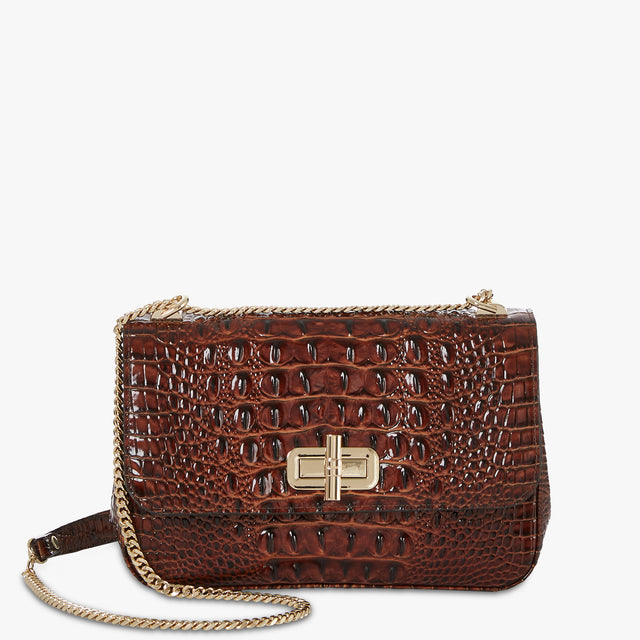 Pecan Melbourne Rosalie Crossbody Front View with Strap 