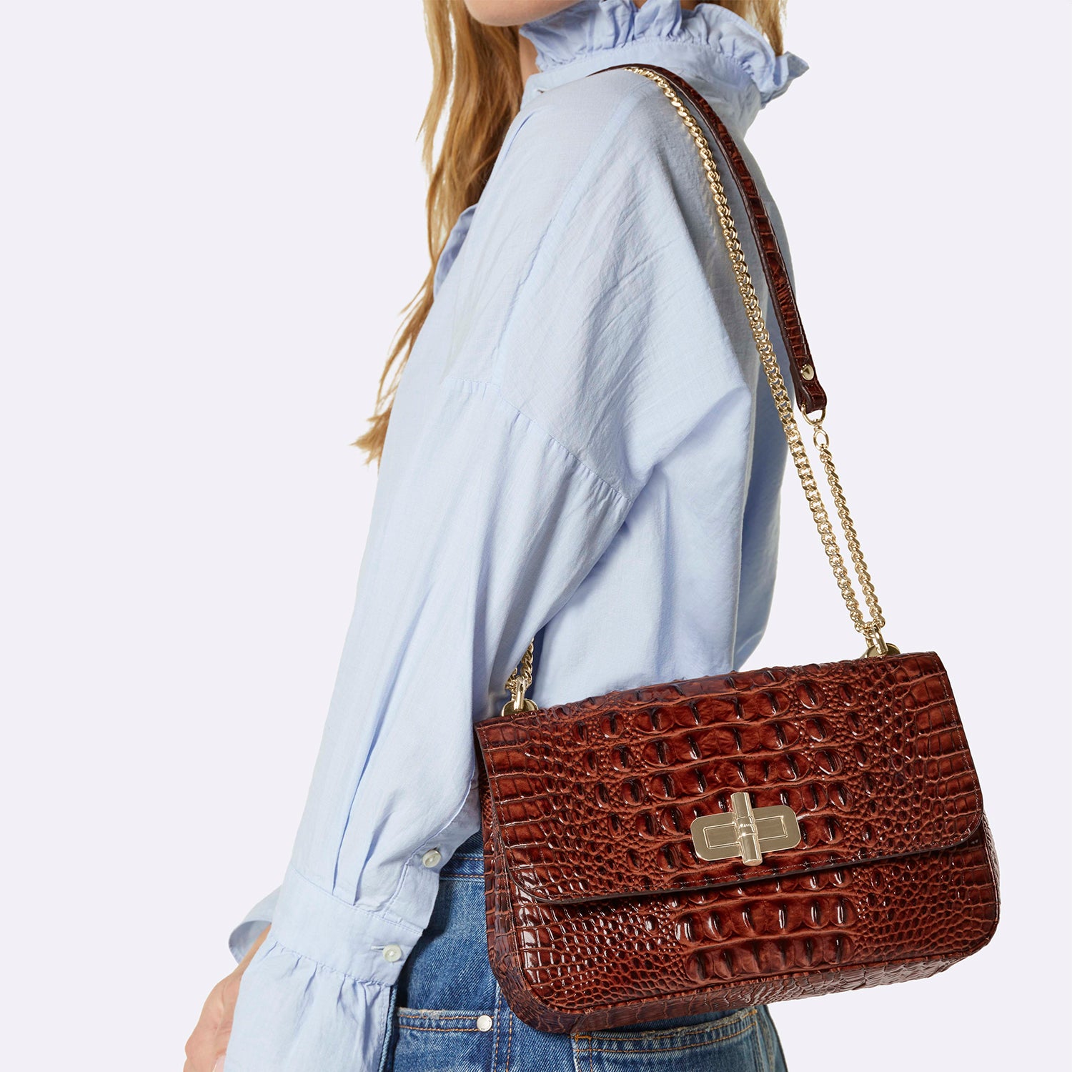 Rosalie Pecan Leather Crossbody Pecan Melbourne BRAHMIN