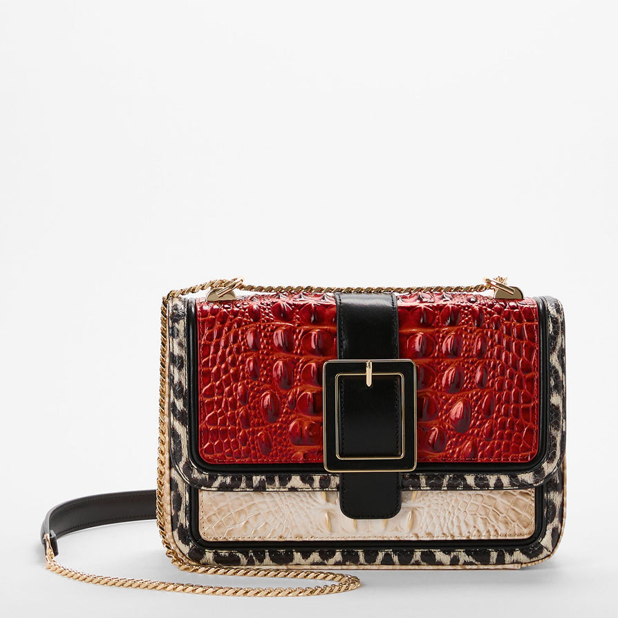 Hallie Leather Satchel | Navy Meadowport | BRAHMIN