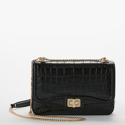 Black Bedford Rosalie Crossbody Front View with Strap 
