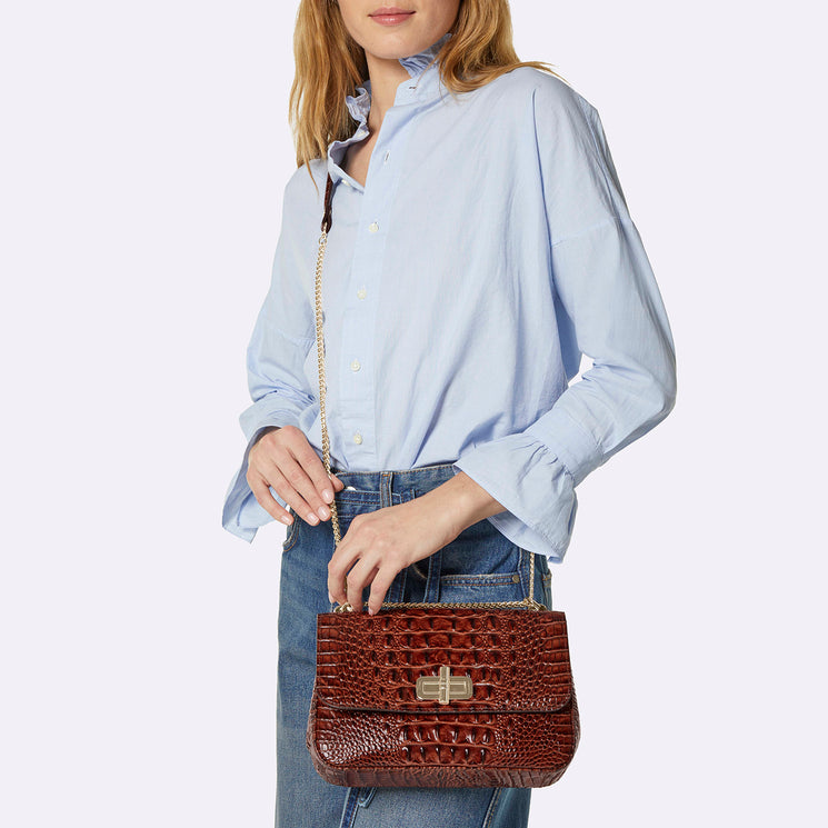 Pecan Melbourne Rosalie Crossbody Being Worn By Model
