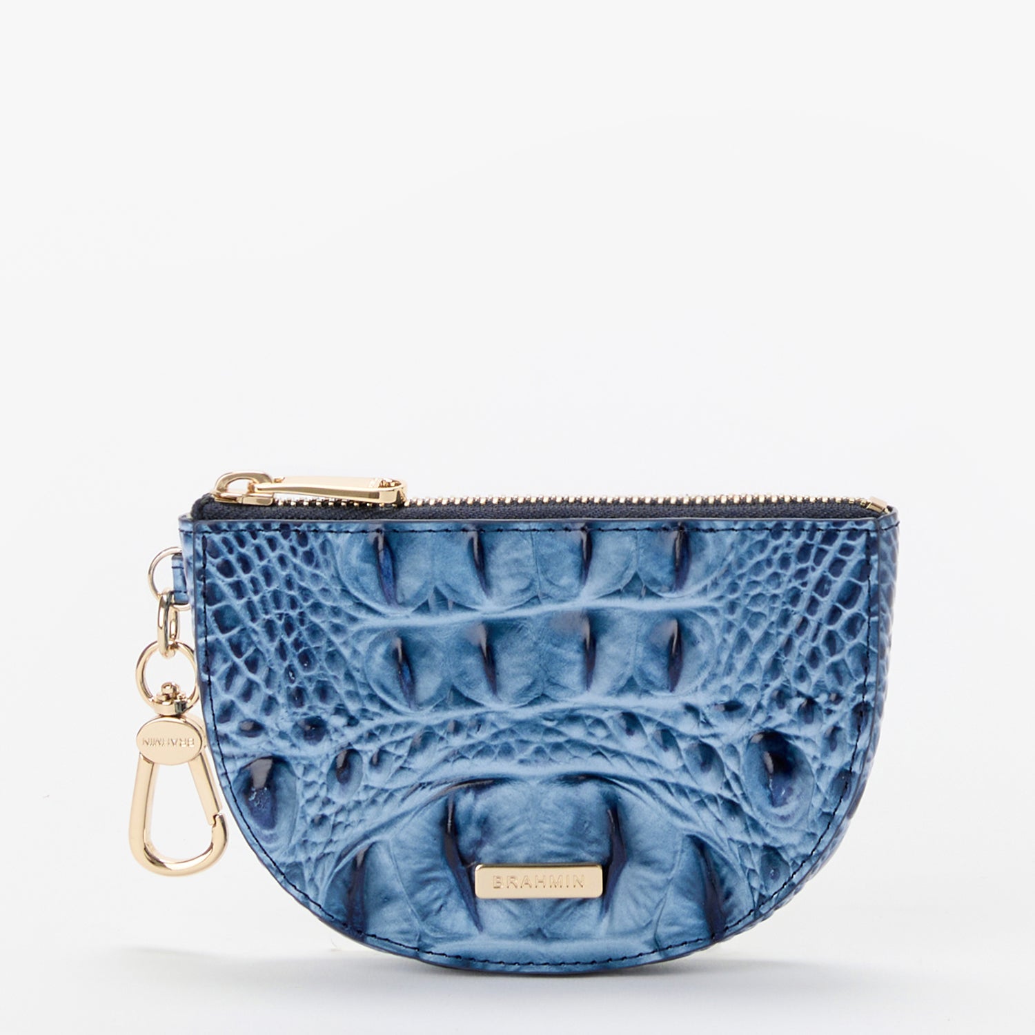 Brahmin Britt Croc Embossed Leather Coin Purse Blue Serenade