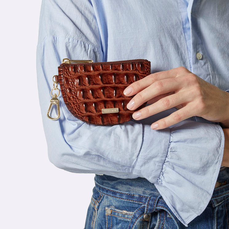 Pecan Melbourne Britt Coin Holder Being Held 