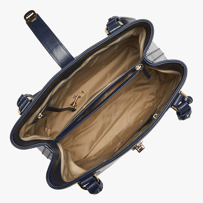 Fiora Navy Meadowport Bucket Bag Open top View