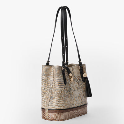 Timeless Taupe Skien Fiora Bucket Bag Side View 