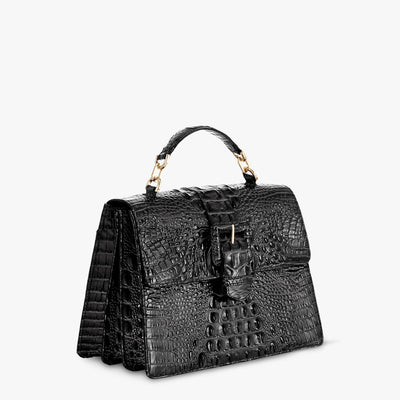 Black Melbourne Hallie Satchel Side View 