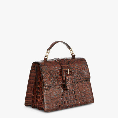 Pecan Melbourne Hallie Satchel Side View 