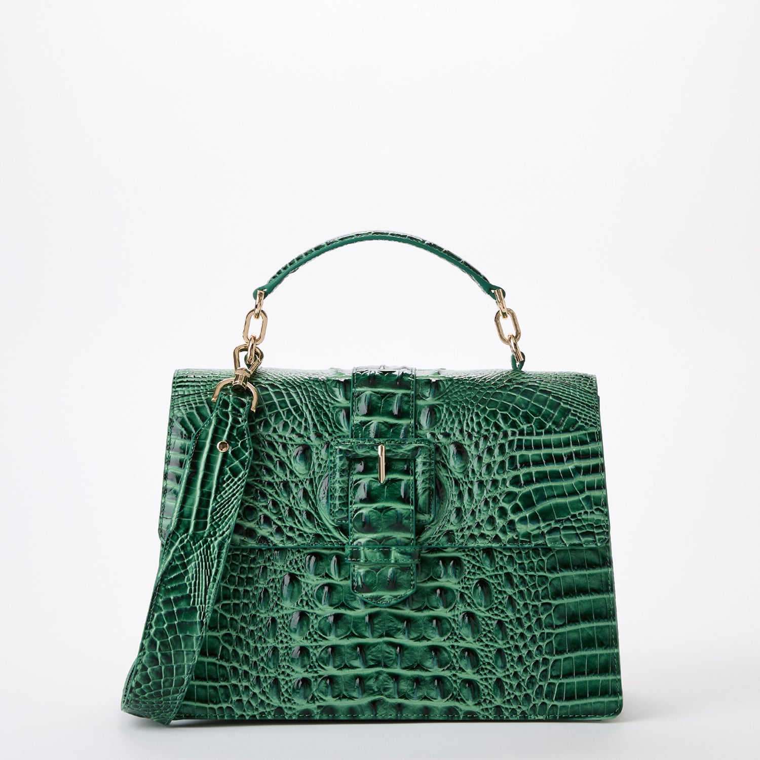 Brahmin Hallie Croc Embossed Top Handle Bag Parakeet