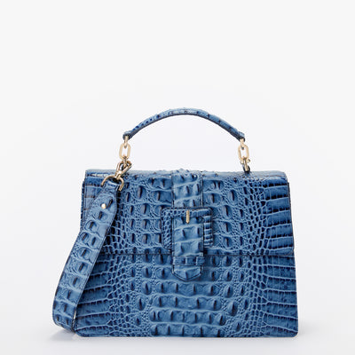 Blue Serenade Melbourne Hallie Satchel Front View with Strap