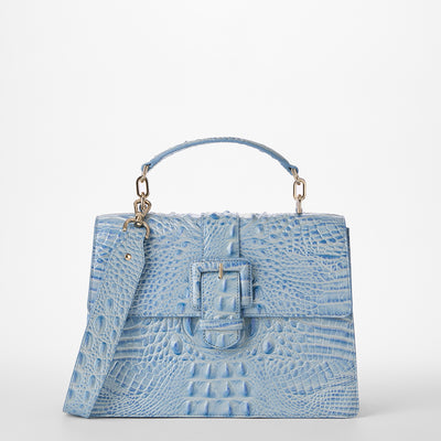 Heavenly Blue Melbourne Hallie Satchel Front View with Strap 