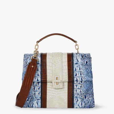 Coastal Blue Odysea Hallie Satchel Front View with Strap 