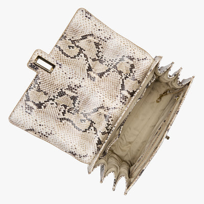 Beige Sandcastle Hallie Satchel Open Top View 
