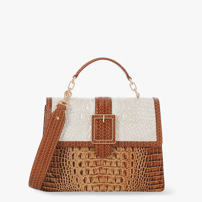 Coconut Milk Taber Hallie Satchel Front View with Strap 