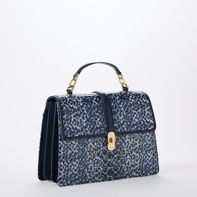 Hallie Navy Meadowport Satchel Side View