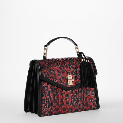 Red Leopardess Hallie Satchel Side View 