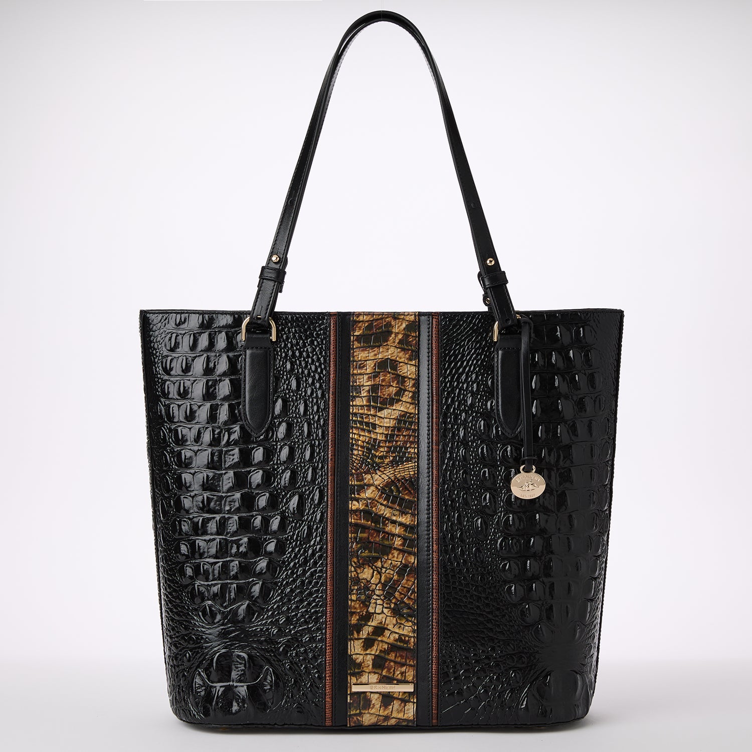 Brahmin Annabelle Tuscan best Black toasted Almond Tote Bag