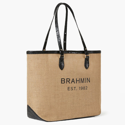 Brooklyn Black Landmark Brahmin Tote Side View