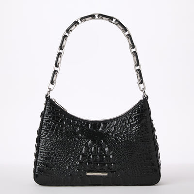 Black Melbourne Silver Hardware Mod Esme Shoulder Bag Front View 