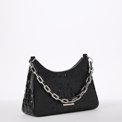 Black Melbourne Silver Hardware Mod Esme Shoulder Bag Side View 