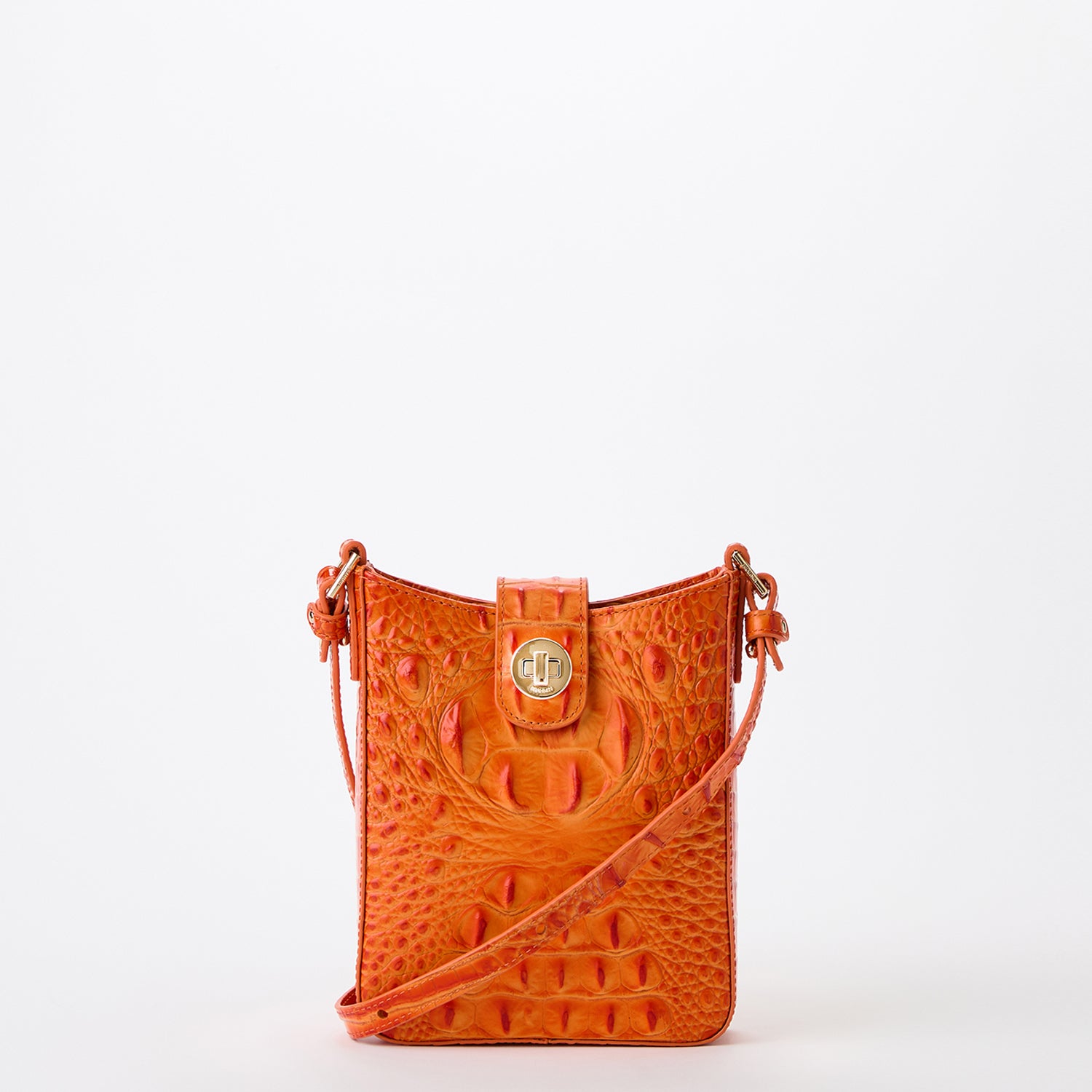 Brahmin Sloane Orange croc online embossed leather wristlet