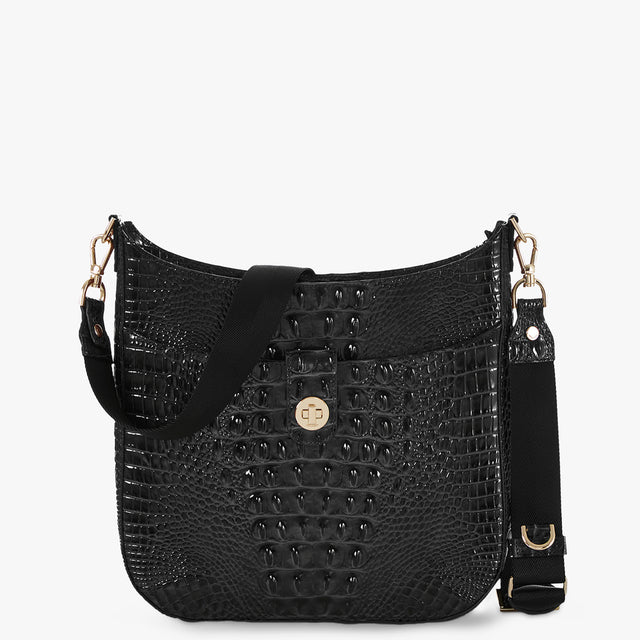 Black Melbourne Leia Crossbody Front View with Strap 