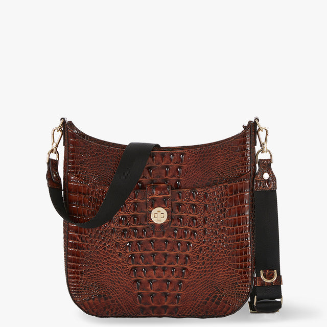 Pecan Melbourne Leia Crossbody Front View with Strap 