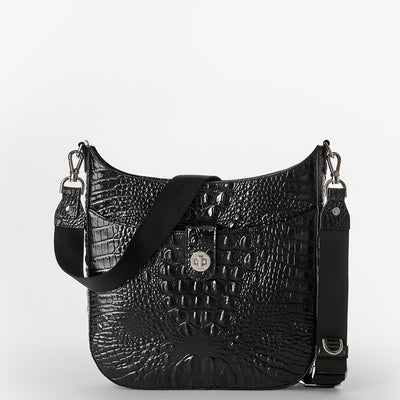 Black Melbourne Silver Hardware Leia Crossbody Front View 