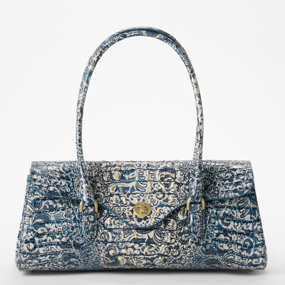 Blue Filigree Melbourne Dayan Satchel Front View 
