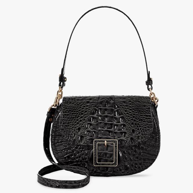 Black Melbourne Cynthia Shoulder Bag Front View with Strap 