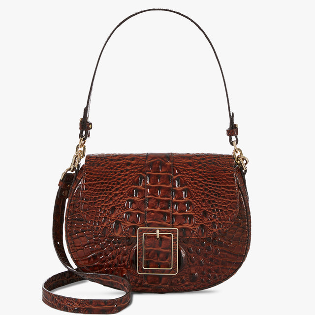Pecan Melbourne Cynthia Shoulder Bag Front View with Strap 