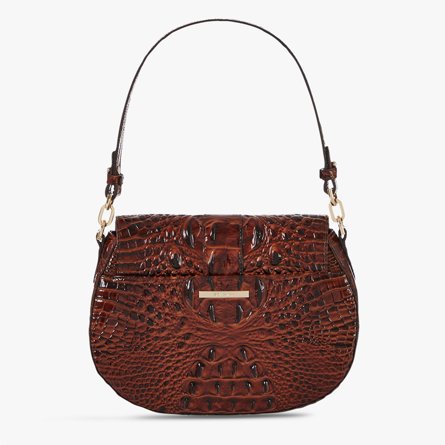 Brahmin good Embossed Leather Flap Magnetic Closure Crossbody Bag