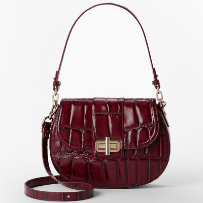 Merlot Nerina Cynthia Shoulder Bag Front View with Strap 