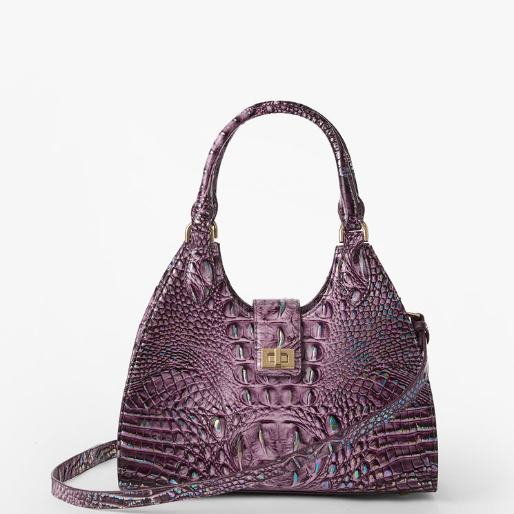 Passion Purple Melbourne Adrian Satchel Front View with Strap 